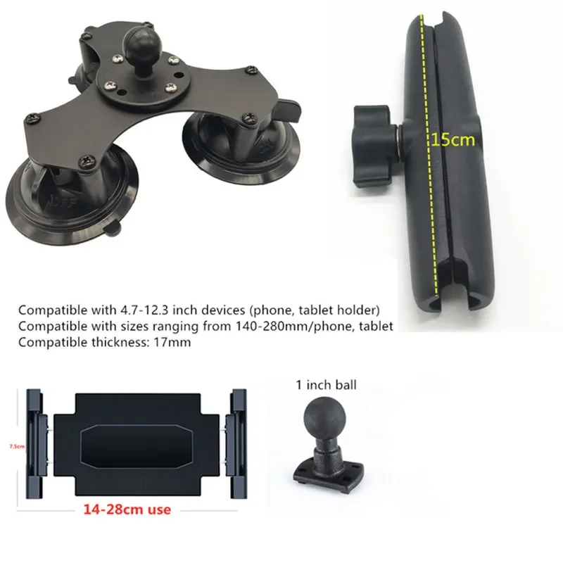 IBOLT Heavy Duty Suction Cup Mount - 25mm Ball Joint For Phones, Tablets, Barcode Scanners