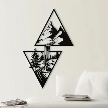 Mountain Wall Art, Mountain Waterfall Metal Wall Art Home Decor, Metal Wall Art, Home Decor Modern Art Wall Ornaments Artwork 1