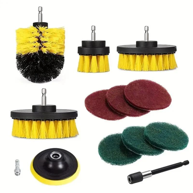 12pcs Electric Drill Brush Head Cleaning Household Universal Tools Floor Tile Polishing Kitchen Bathroom Car Wash Descaling Set images - 6