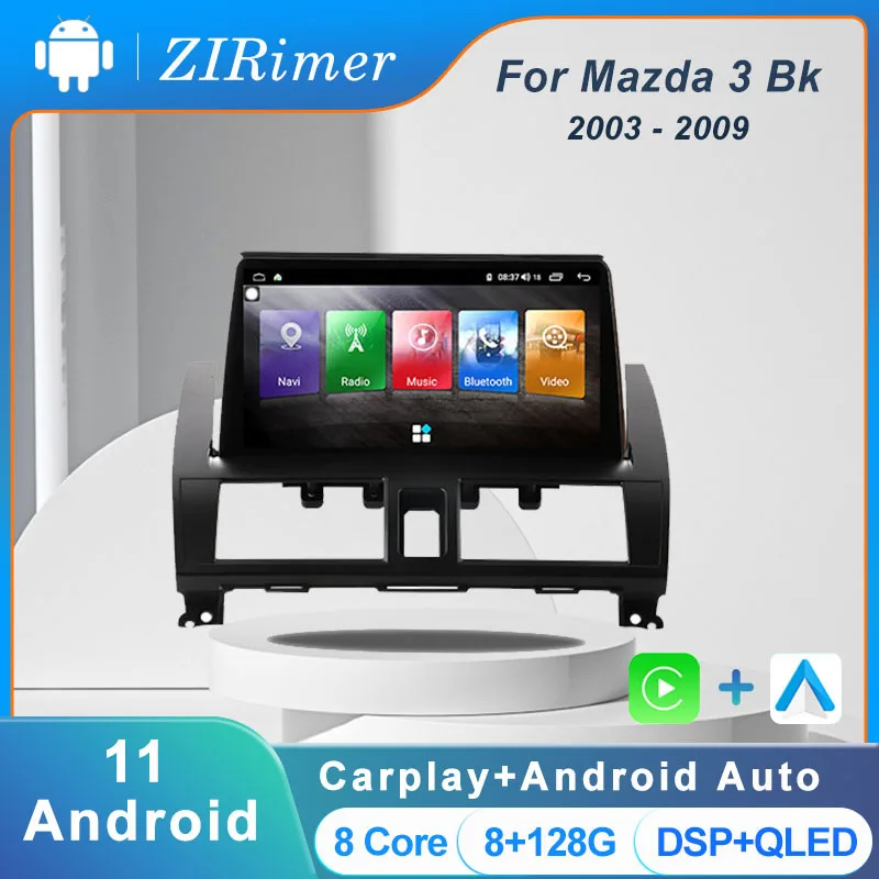 

ZIRimer Android For Mazda 3 Bk 2003-2009 Car Radio Tesla Screen Stereo Multimedia Player Carplay Auto 8G+128G 4G WIFI DSP