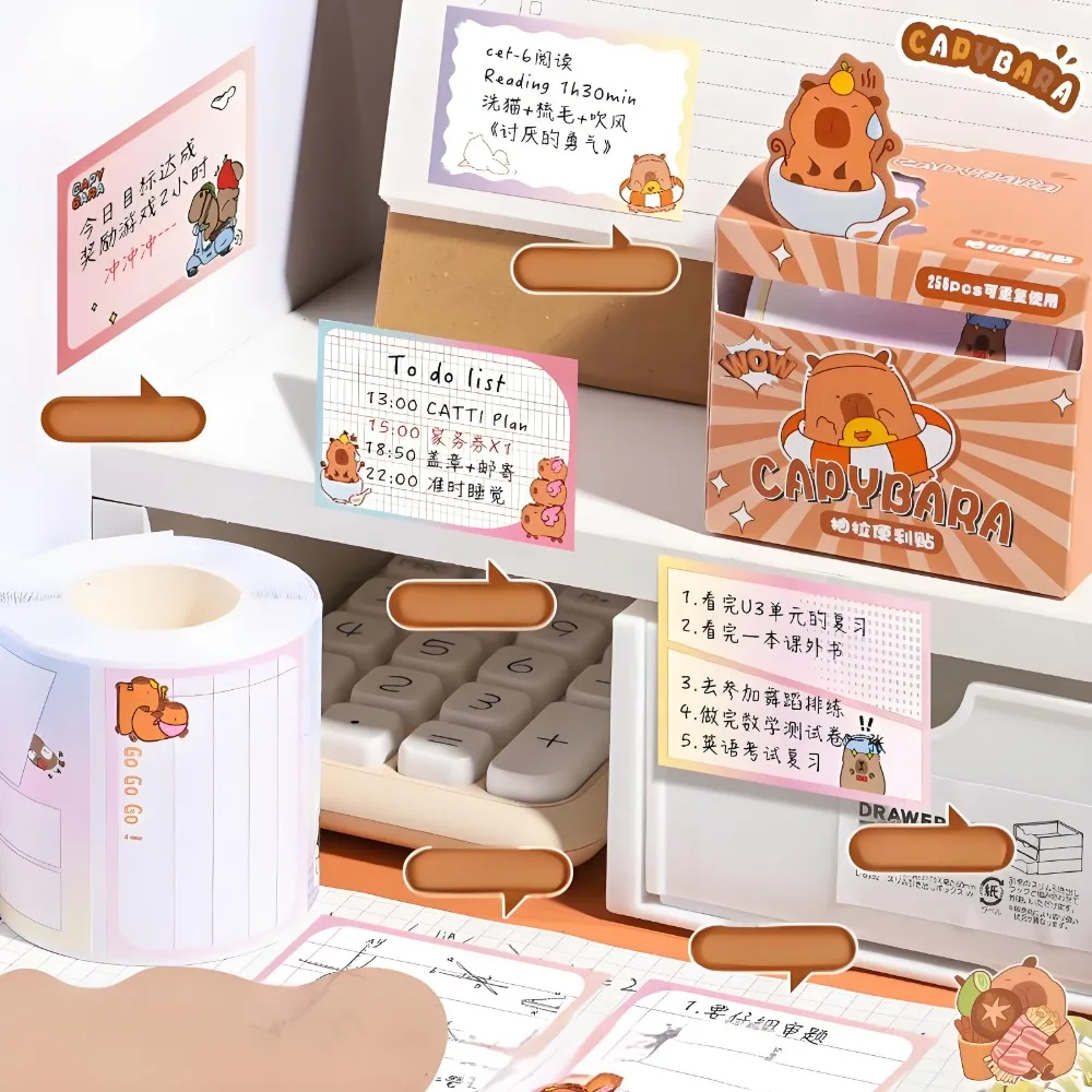 256Sheets Cartoon Capybara Posits Sticky Paper Pads Stationery Stickers Posted It Memo Notepad Notebook Message Notes Sticker 4