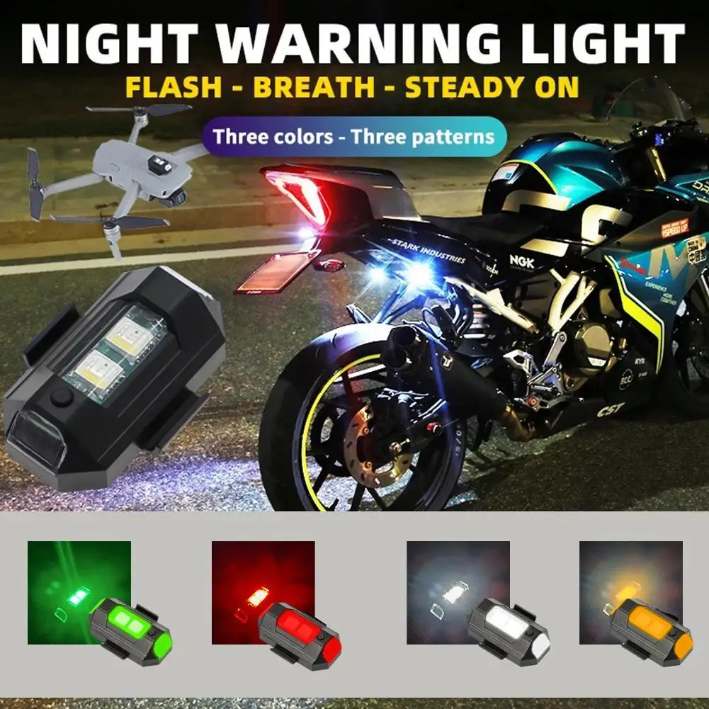

Motorcycle Flashing Taillight Bicycle Strobe USB Charging Aircraft Lights Warning Lights Drone Cruise LED Flash 7 Colors