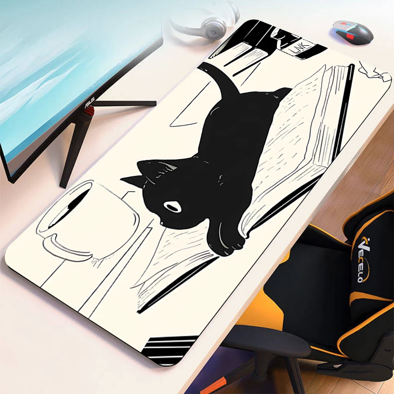 

Black Cat Xxl Mouse Pad 900x400 Gamer Keyboard Pc Cabinet Games Desk Accessories Computer Desks Mousepad Anime Mat Gaming Mats