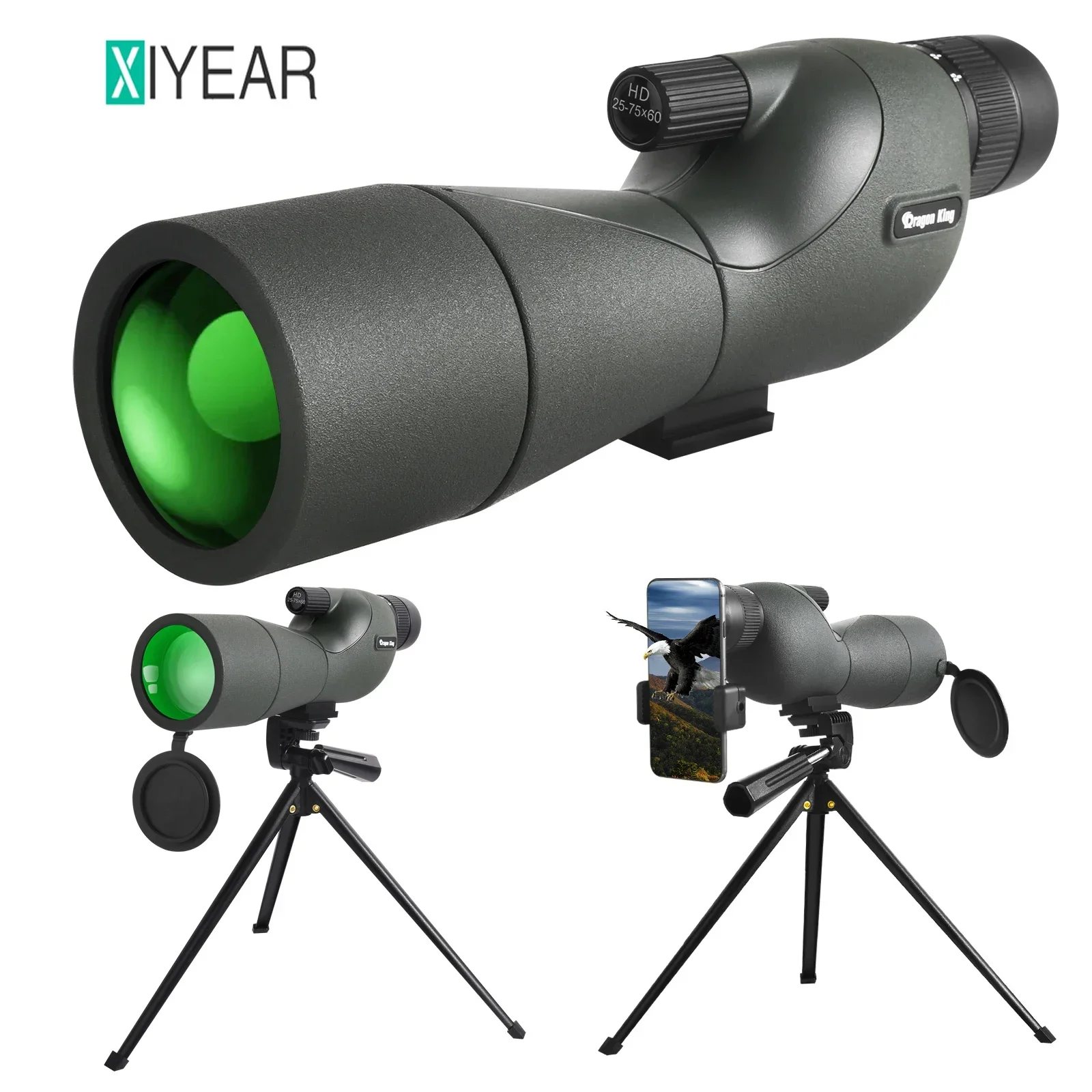 

25-75x60 Telescope Spotting Scope Powerful Zoom Monocular FMC BAK4 Waterproof For Bird Watching Target Shotting With Tripod