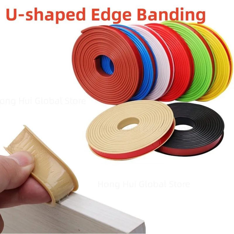 5M U-shaped Edge Banding Cabinet Desktop Edge Banding Decorative Strip TPE Wood Furniture Protector Cover Home Decoration