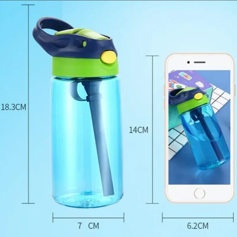 480ml Water Bottle With Straw Kids Girls Portable Travel Bottles Gym Sports Fitness Cup Summer Cold Water Juice Drinking Bottle