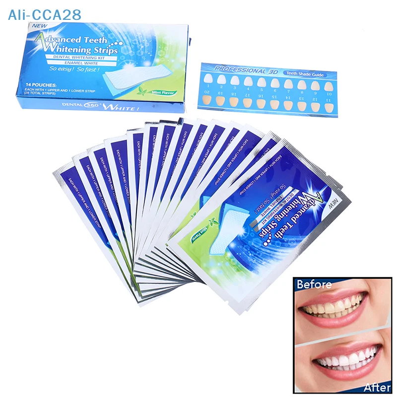 

28Pcs/14Pair White Gel Teeth Whitening Strips Oral Hygiene Dental Bleaching