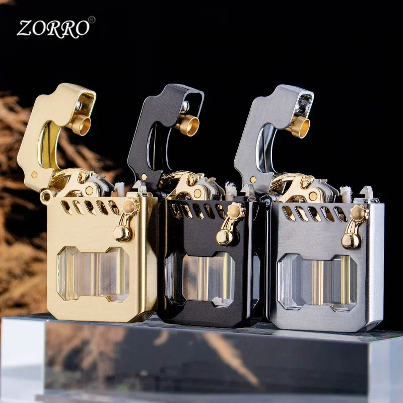2025 ZORRO Mecha Transparent Fuel Tank Mechanical Ejection Kerosene Lighter Metal High-looking Creative High-end Men's Gifts 4