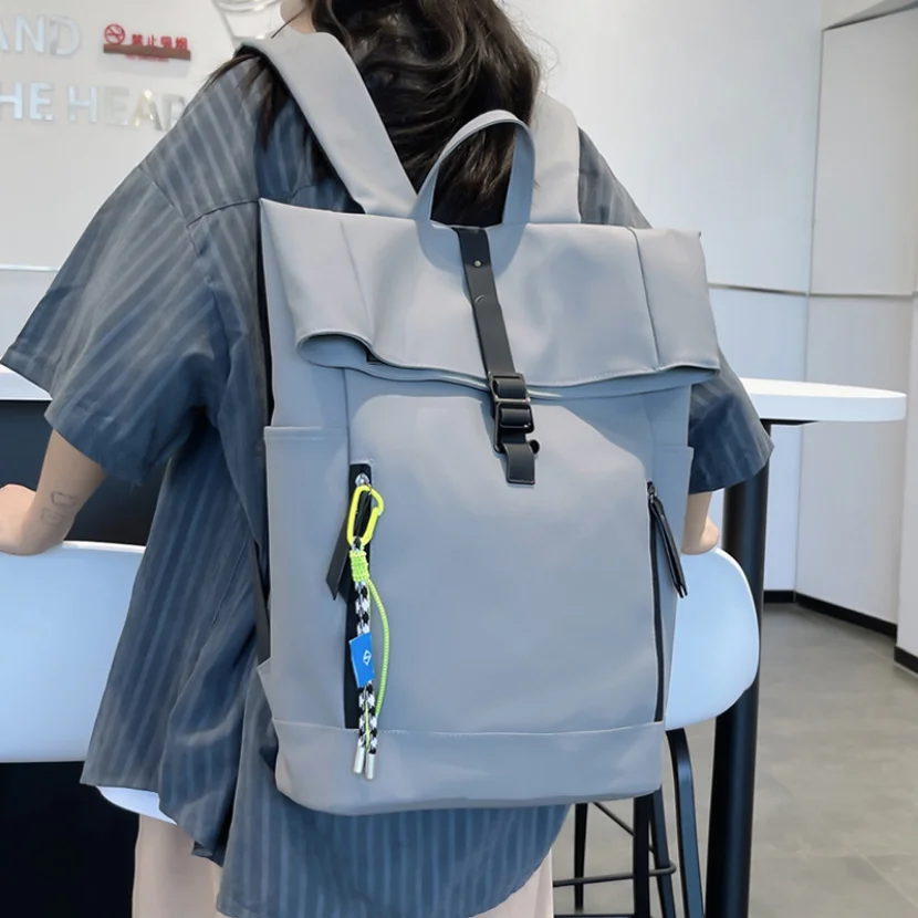 

Women's Leisure Large Backpack Men Laptop Bag Lady's Nylon Roll Top Male Travel bag Port School Backpacks For Teenage Girls Book