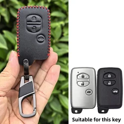 Premium Leather Car Key Fob Holder Cover (3 Button Red Line)