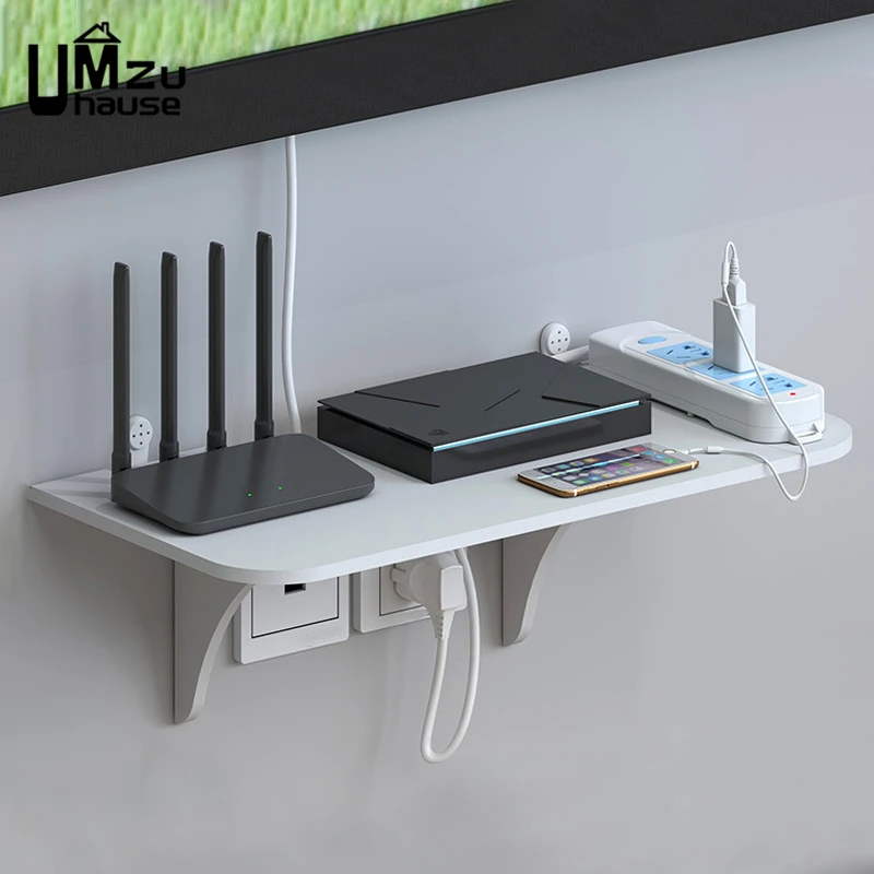 Router Floating Shelf Hanging Rack Multi Tap Outlet Wifi TV Set Top Box Board Hidden Bracket Storage Organizer Wall Mount Holder