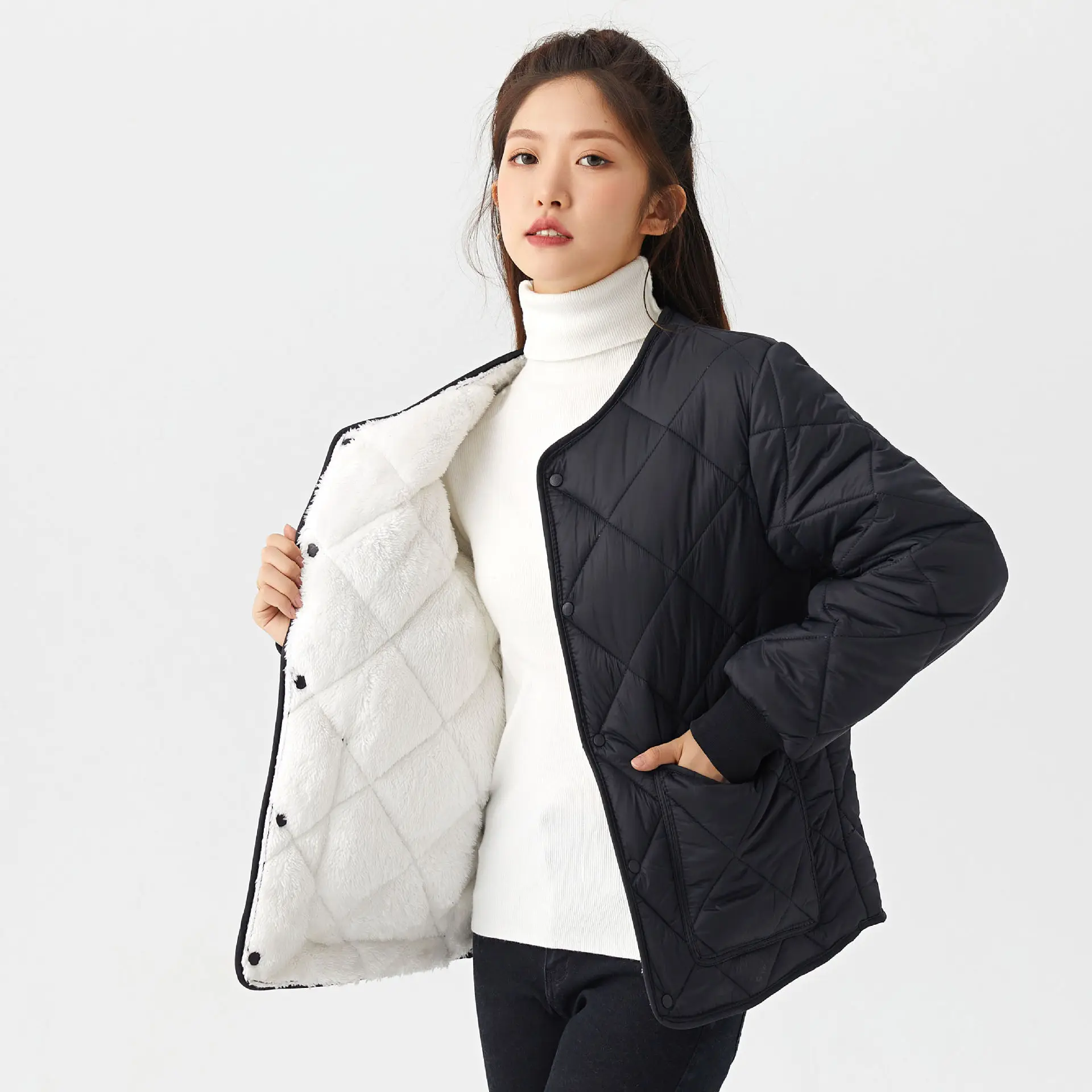 

Winter New Loose Cotton Clothes Women's Plush Thickening and Fat Increasing Cotton Coat Women's Coat Cotton Top