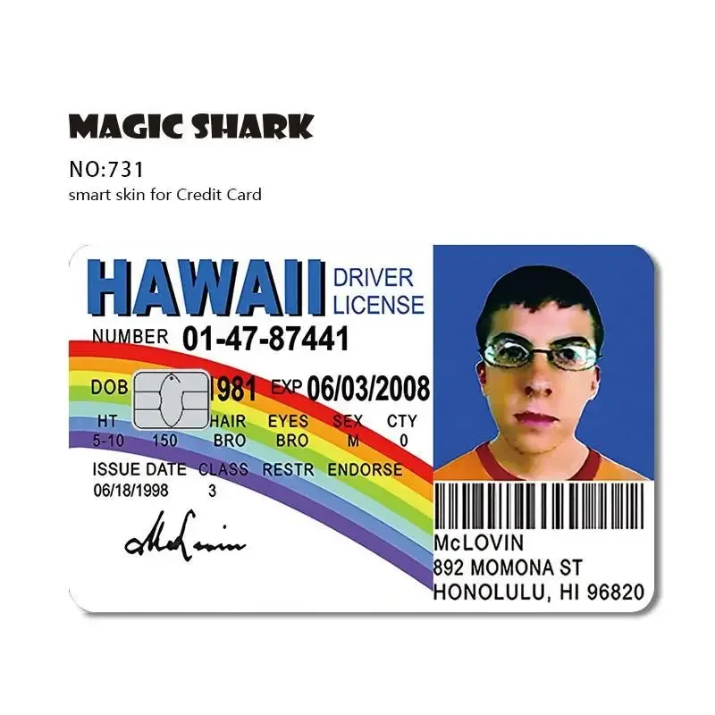 thumbnail image 1 of Elegante funda con pegatina de película y diseño de Yogioh Pikachu Star Mclovin Bitcoin para tarjetas de crédito, débito, pequeñas y grandes, 1 of 5