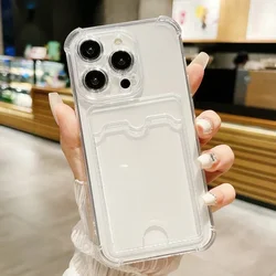 Sleek Transparent Card Holder Wallet Back Cover with Shockproof Protection for iPhone 18 Pro (Transparent)