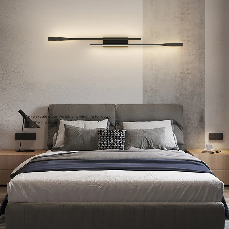 Minimalist Wall Lamp Living Room Decoration Tv Background Luxury Led Strip Creative Line Bedroom Bedside Indoor Lighting