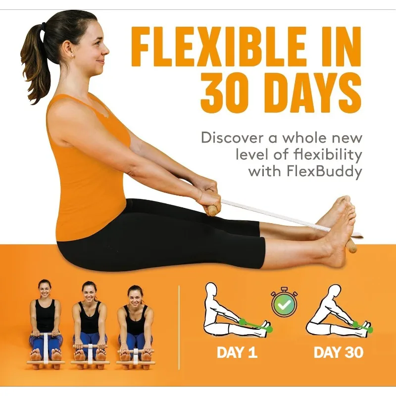 Beech Wood Handle Resistance Strap Portable Stretching Stick Yoga Fitness Stretching Device Gymnastics Stretching Equipment