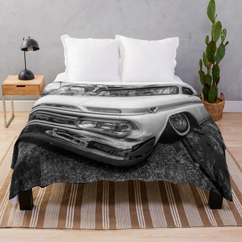 

Lowered 1962 GMC Pickup BW Throw Blanket Sofa Blankets