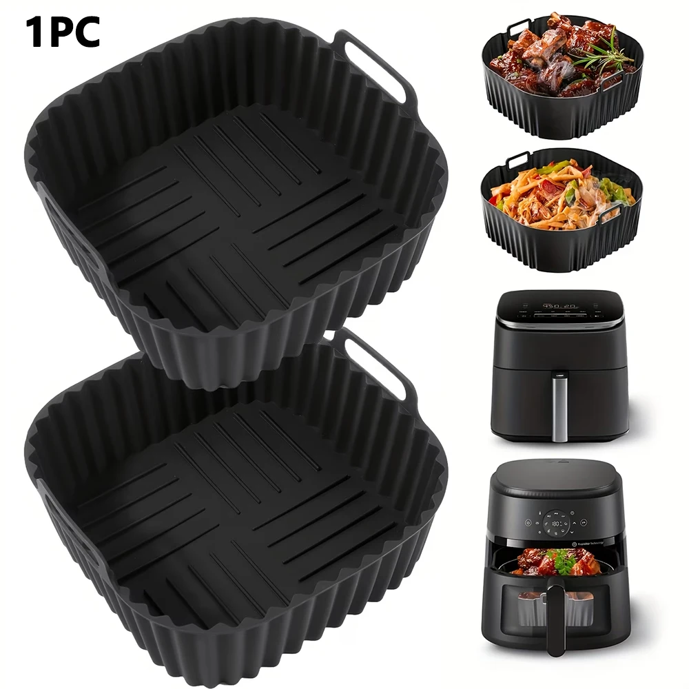 Versatile Reusable Silicone Air Fryer Liner - Square for Easy Cleaning and Multi-Use Cooking