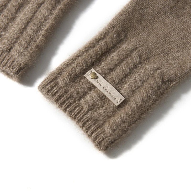 100% Premium Cashmere Gloves Cable Knit Cuff Lady Touchscreen Finger Hole Winter Women Warm Soft Luxurious Texture Gloves Female