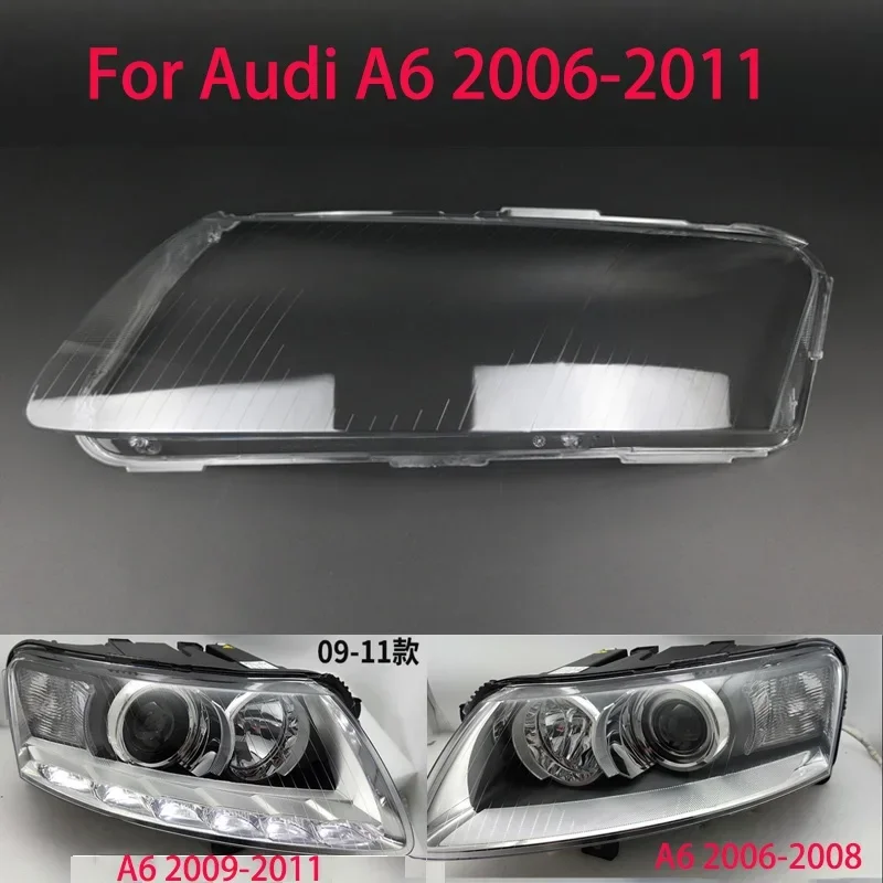 

For Audi A6 C6 2006-2011 Headlight Lampshade Transparent Headlight Lens Left And Right Lampshade Cover Lens Light Protection