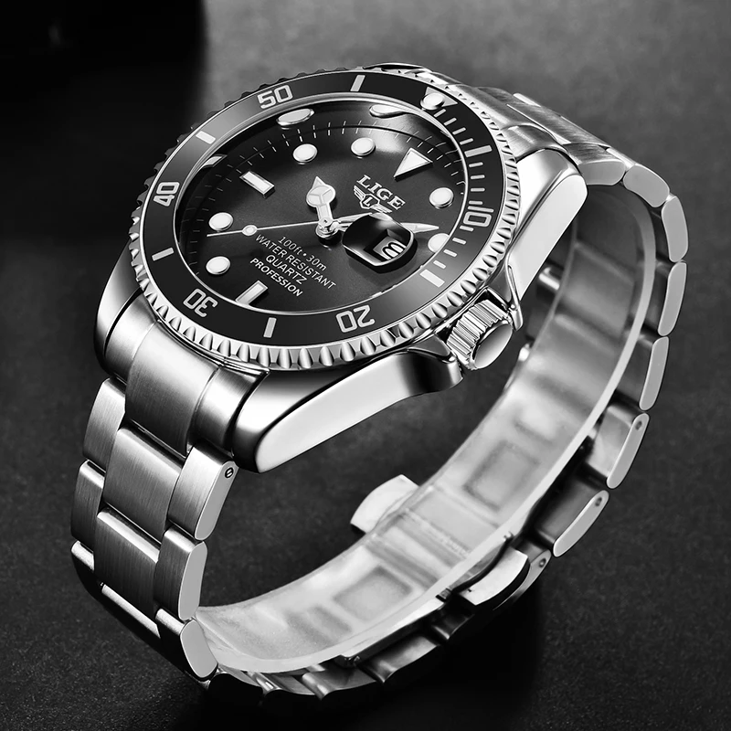 LIGE Diver Watch Men Top Brand Luxury Waterproof Luminous Date Chronograph Man Wristwatches Outdoor Sports Quartz Men's Watches