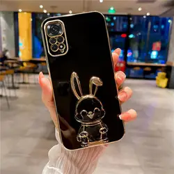 Luxury Plating Rabbit Holder Silicone Stand Cover - RedmiNote11ProPlus5g (DDTZ Black)
