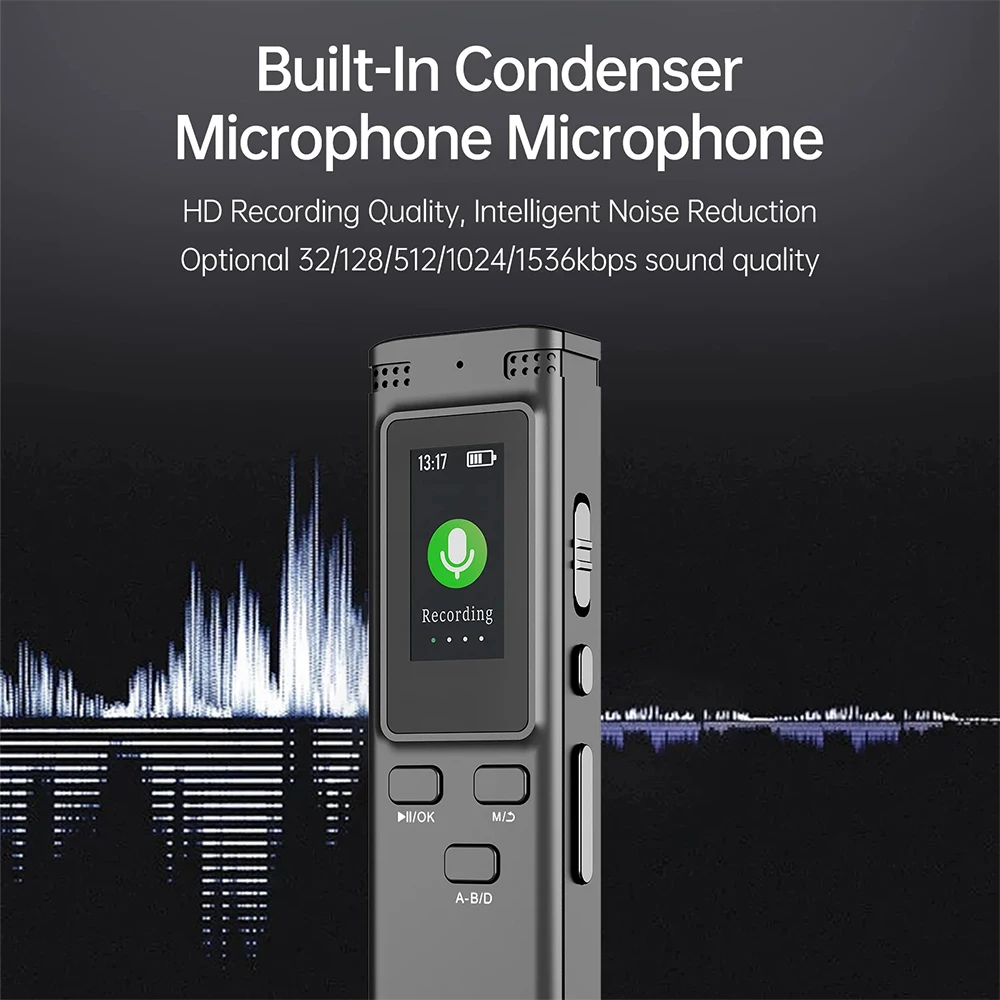 Voice Recorder 8G 16GB Digital Voice Activated Audio Recording Professional Dictaphone Noise Reduction Playback MP3 Music Player