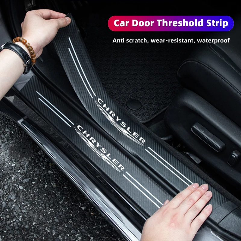 가죽 자동차 문짝 데칼, 탄소 섬유 문턱 스크래치 방지, 크라이슬러 300c 200 Pacifica Phev Voyager Sebring Aspen PT, 5 개