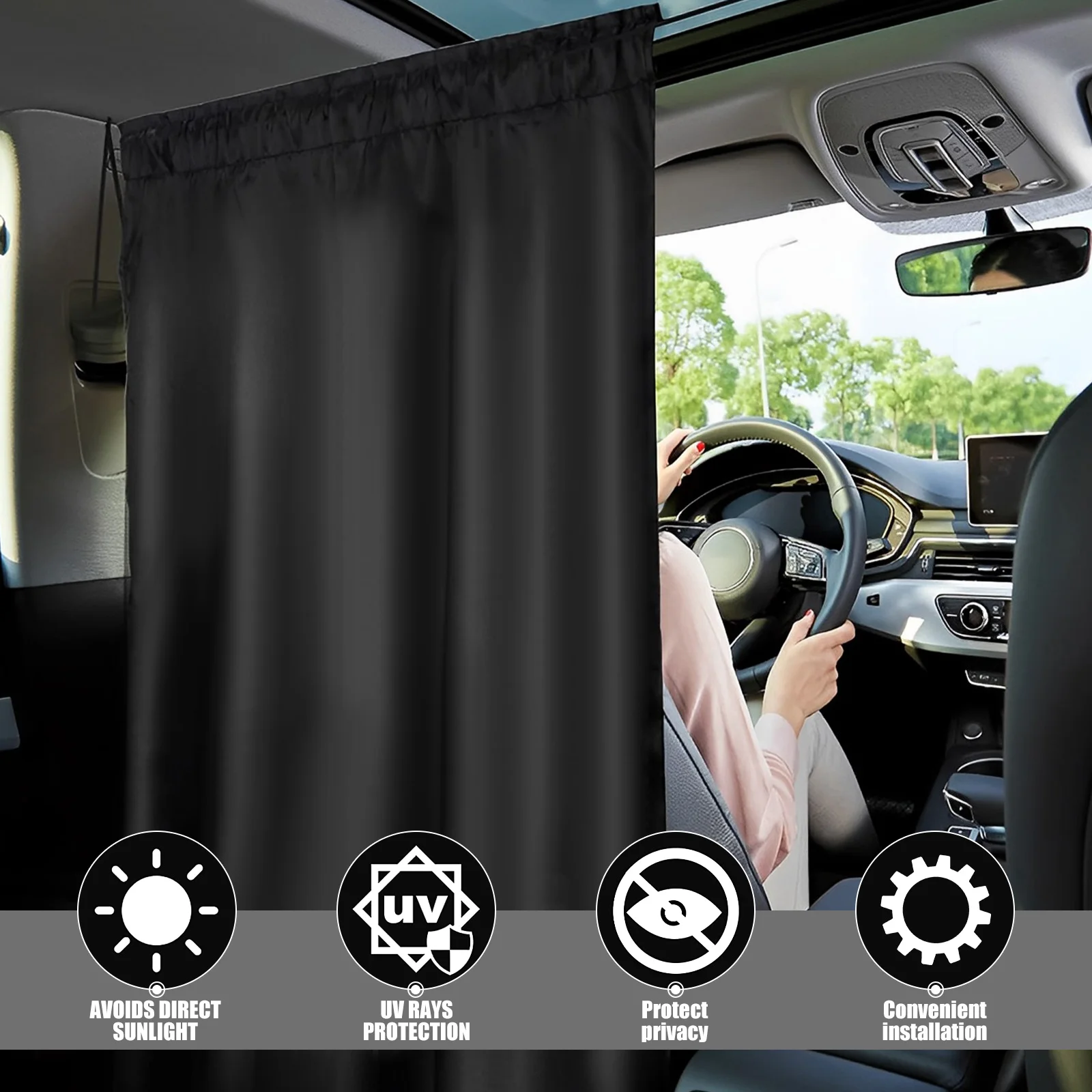 Car Privacy Curtains Universal Car Divider Curtain Between Rear Seat Auto  Blackout Curtains Car Sun Shades Side Window Covers - AliExpress