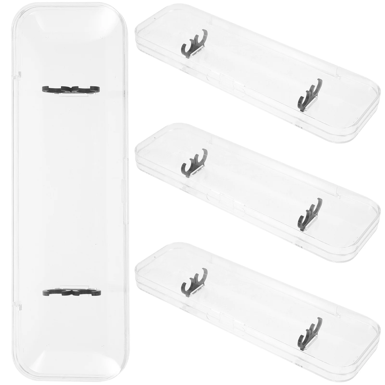 

4 Pcs Pen Case Small Pencil Plastic Reusable Containers Gift Holder High Transparency Travel Multi-use Boxes