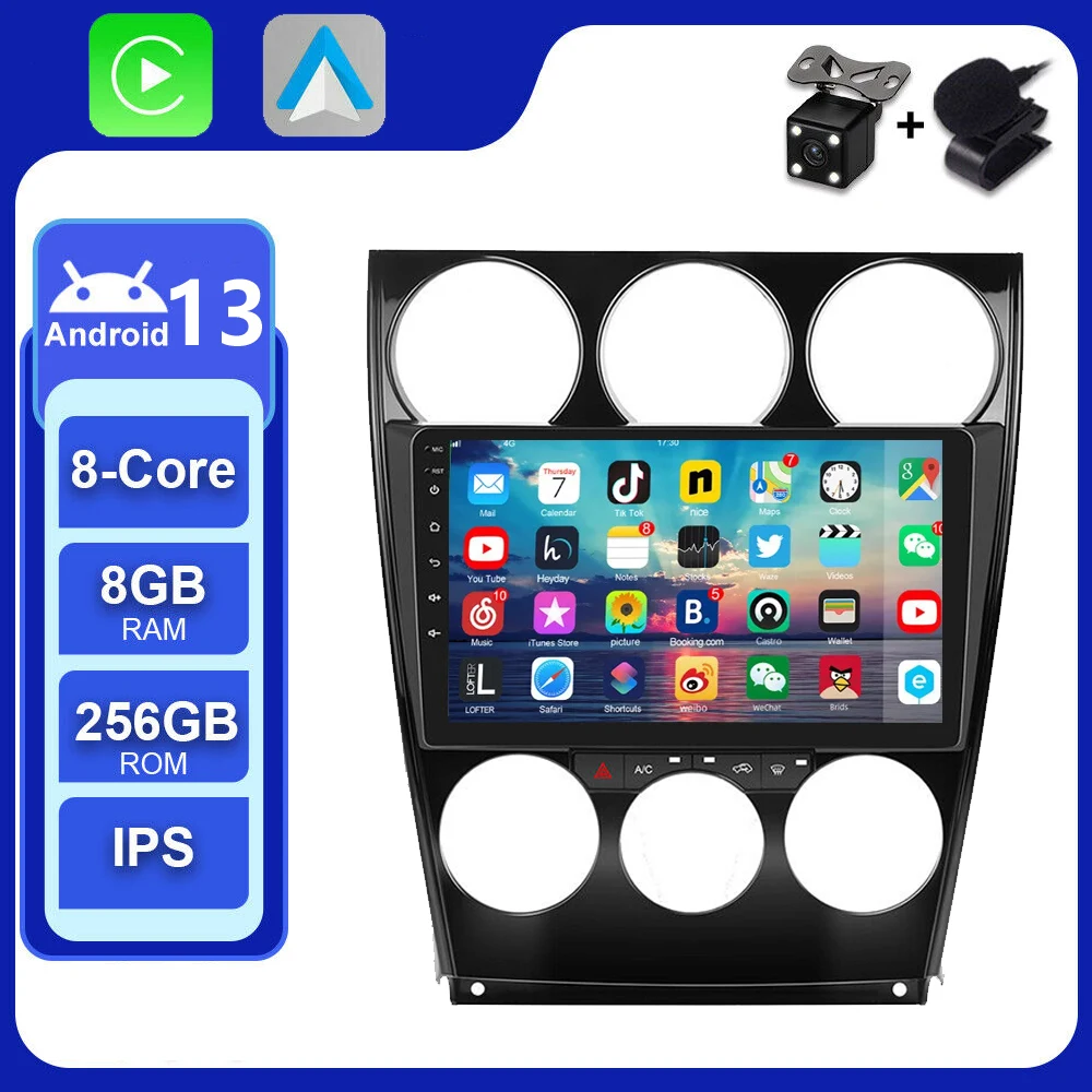 

For Mazda 6 2002-2006 2007 2008 9 inch 2 din Android 13 Car Radio Multimedia Video Player GPS Navigation Carplay head unit DSP
