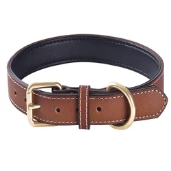 Premium Brown Genuine Leather Dog Collar - Comfortable, Durable, and Soft for All Breeds (Coffee)