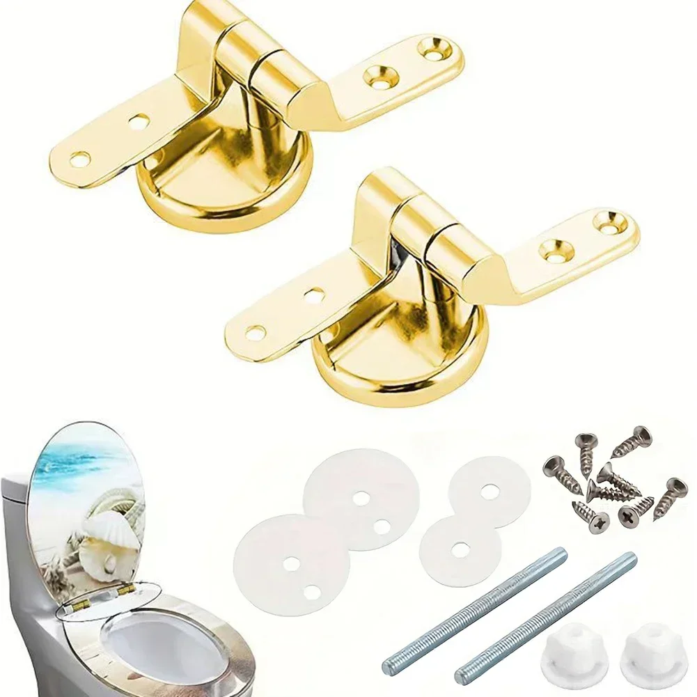 1pc Toilet Seat Hinges Zinc Alloy Gold Household Toilet Cover Mounting Connector Replacement Accessory Kit