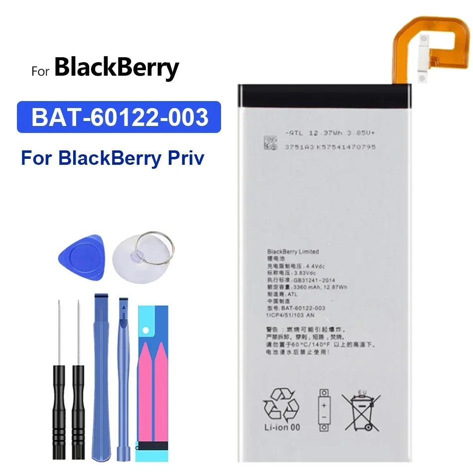 3360Mah Bat-60122-003 Batteria Di Ricambio Per Telefono Cellulare Per Batterie Smartphon Blackberry Priv Stv100-1/2/3 Husv1 Bat-60122-003