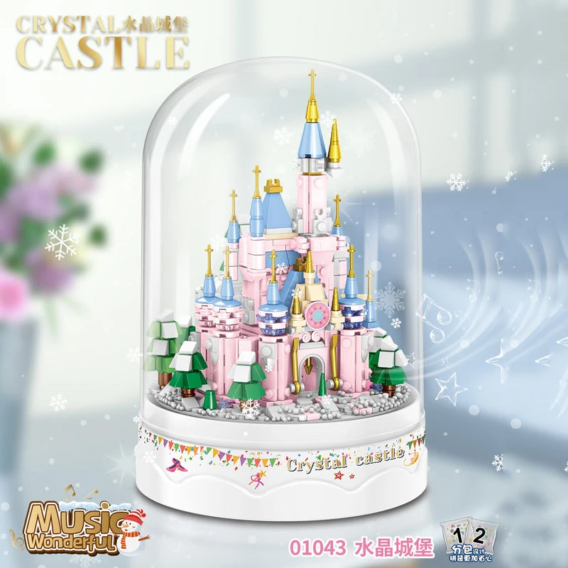 

City Creativity Friends Series Crystal Castle Music Box Desktop Ornament Building Blocks Bricks Toys Gifts