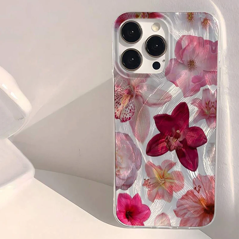 Minimalist Pink Flower Shockproof Bumper Phone Case