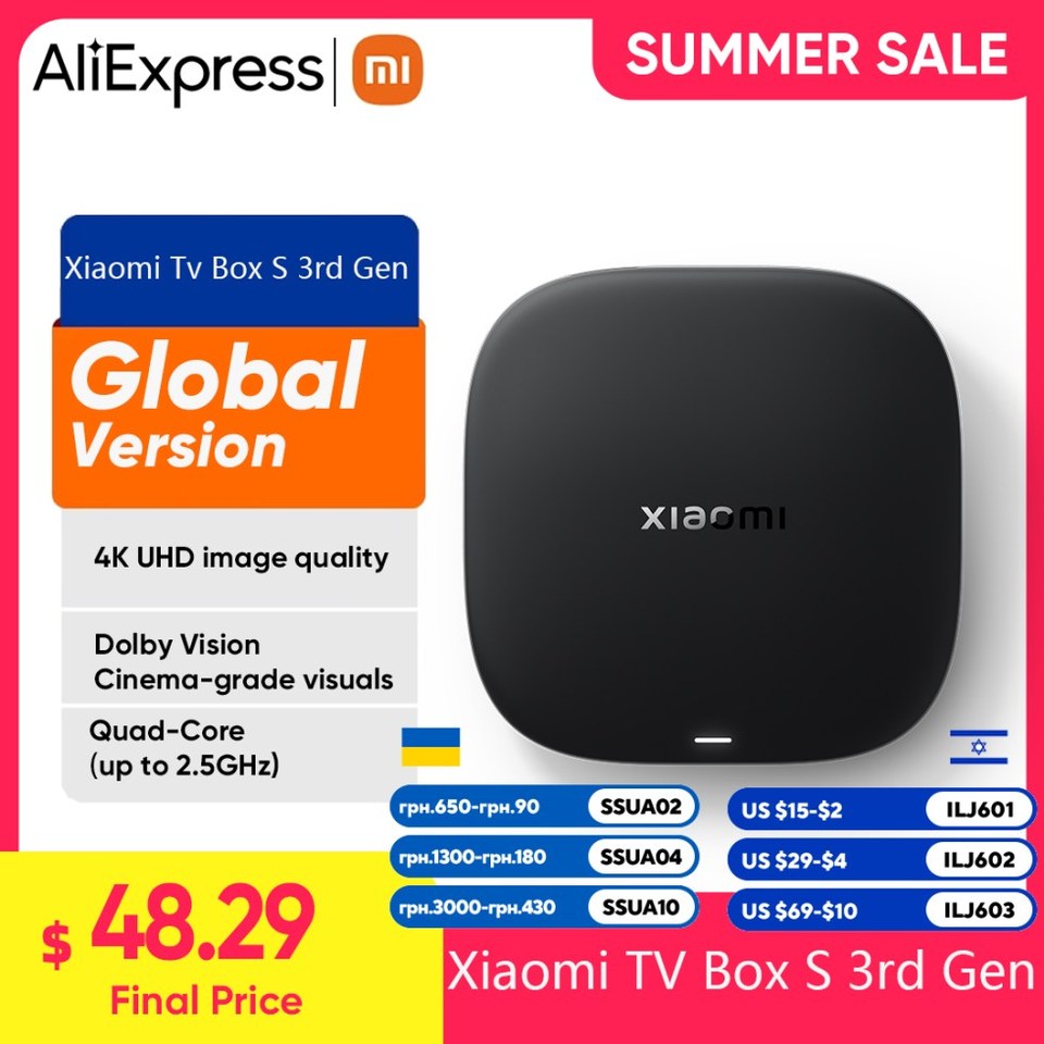 Global Version Xiaomi TV Box S 3rd Gen 4K Ultra HD 2G 32G WiFi BT5.2 Google TV Cast Netflix Smart TV Box Media Player
