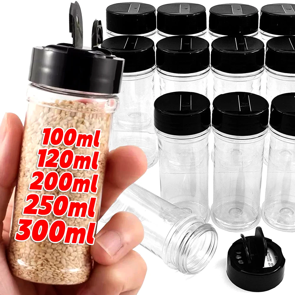 Wholesale Kitchen Plastic Spice Jars with Shaker Lids Empty Salt Pepper Condiment Storage Barbecue Seasoning Bottles Container Wholesale Kitchen Plastic Spice Jars with Shaker Lids Empty Salt Pepper Condiment Storage Barbecue Seasoning Bottles Container