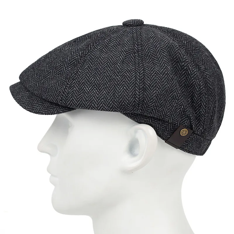 Plaid Beret casual hat beret hat woolen beret wool caps Men's Casual Hat Three Beret