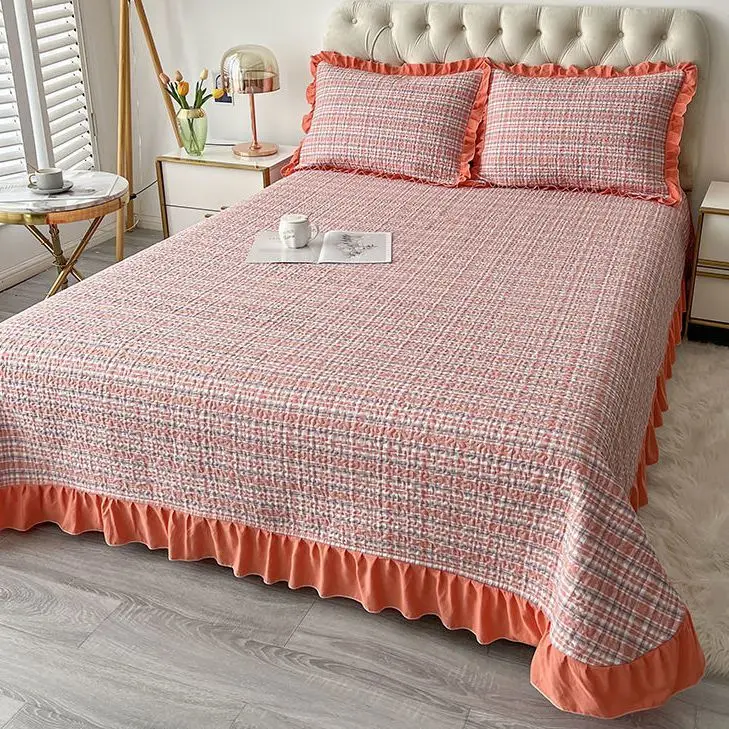 Koreanstyle Washed Cotton Bed Cover Four Seasons Universal Clamped