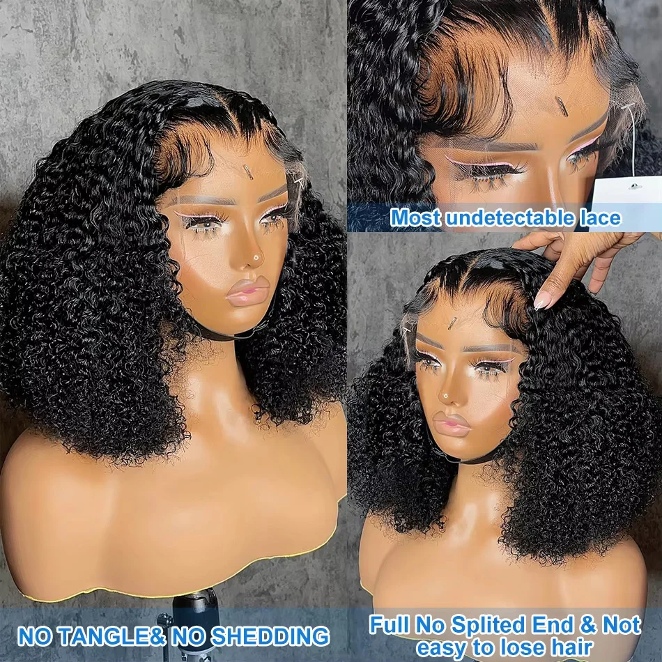 Tewjig Curly Short Bob Human Hair Wigs 13x4 13x6 HD Lace Frontal Wig Brazilian Deep Wave 5x5 Closure Wig For Women Pre Plucked