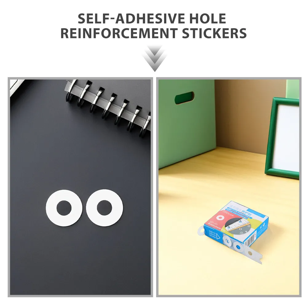 750Pcs 홀 펀치 강화 스티커 자체 접착식 강력한 접착력 흰색 원형 사무실 학교용 종이 구멍 보호기