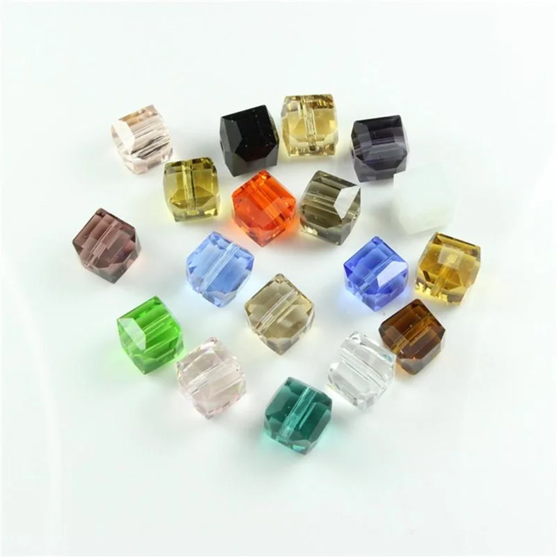 4mm 6mm 8mm Österreich Cut & Facettierte Österreich Kristall Kubische Quadratische Glasperlen für DIY Schmuckherstellung Halskette Armbänder Zubehör – Detail 9