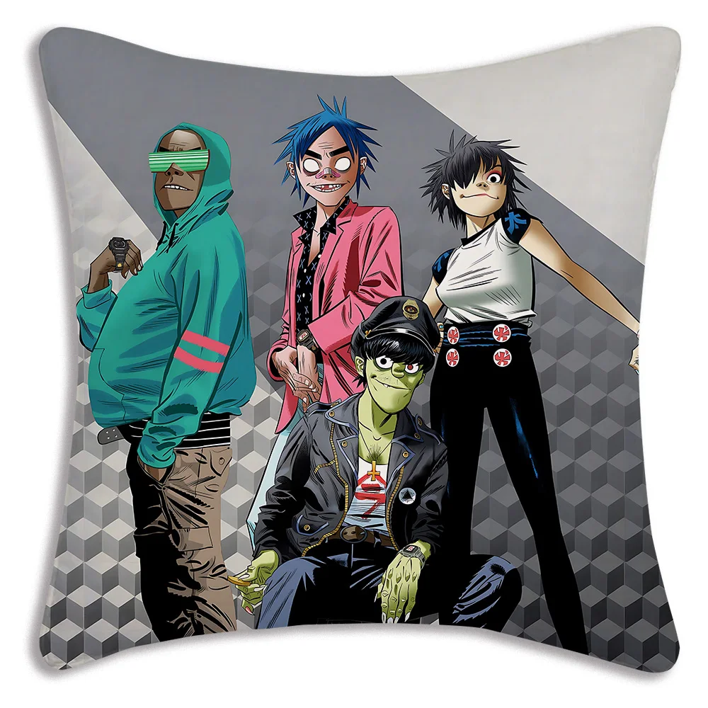 G-Gorillaz Music Pillow Covers Cartoon Sofa Decorative Home Double-sided Printing Short Plush Cute Cushion Cover 6