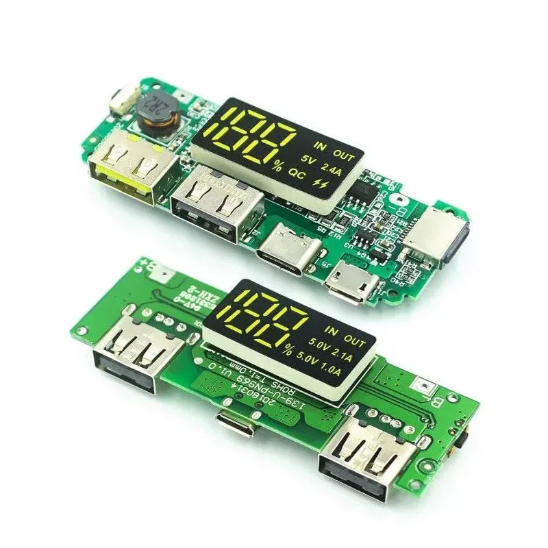 

1~100Pcs 18650 Lithium Battery Digital Display Charging Module With Display Boost Module 5V2.4A 2A 1A Dual USB Output