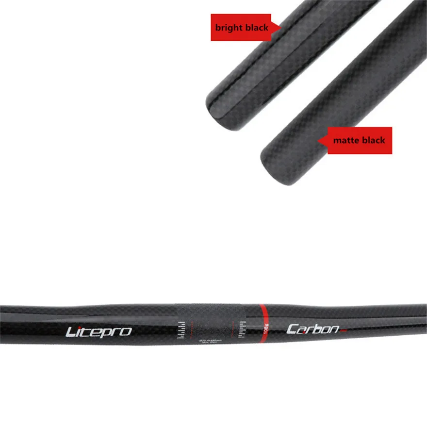 Bicycle Handlebar Litepro Folding Bike Full Straight 25.4x540 580mm Carbon Fiber Horizontal Handle Bar bicycle handlebar