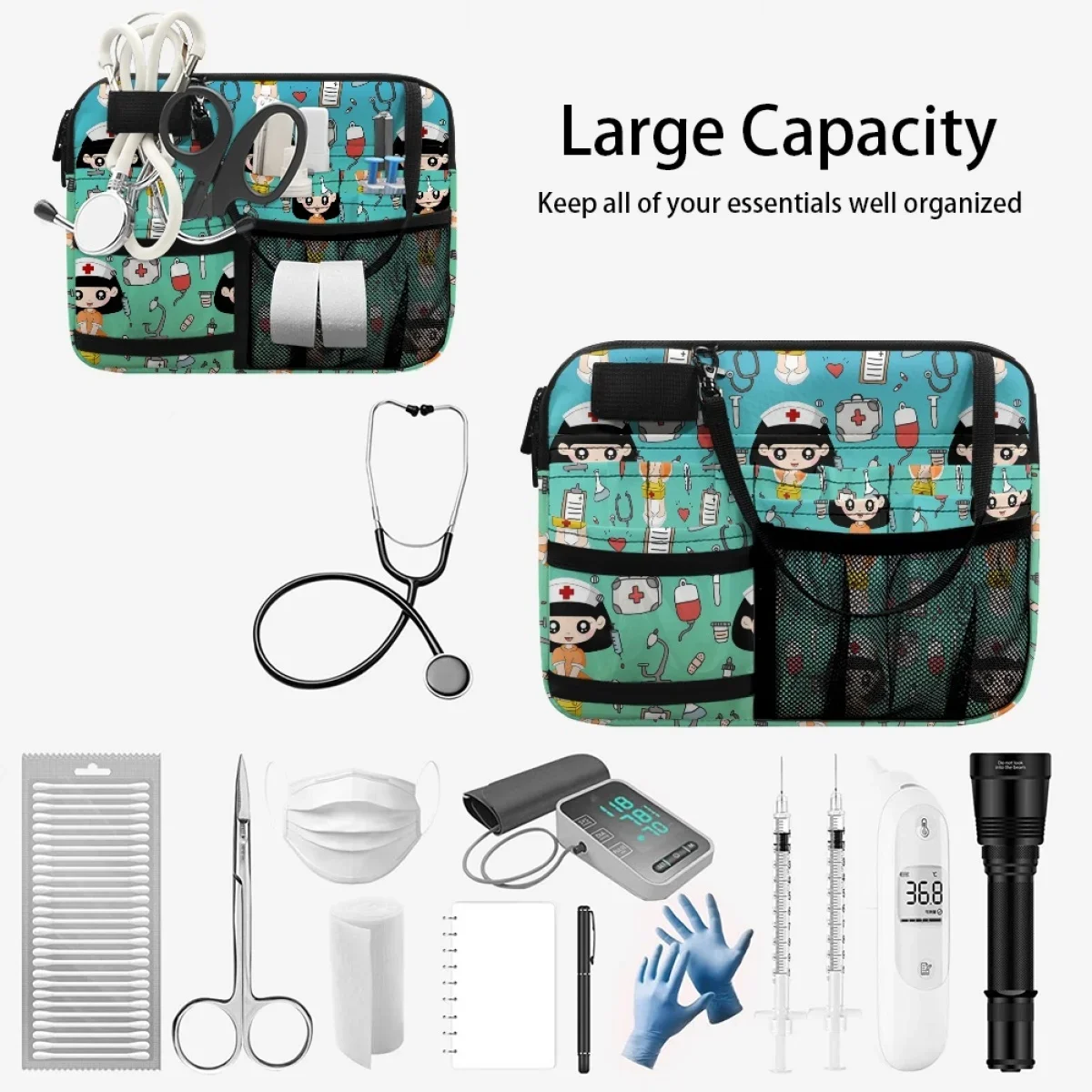 Cartoon Healthcare Medical Nurse Fanny Pack Multi-Function Waist Bag Belt Organizer Pocket Adjustable Medical Supplies Storage
