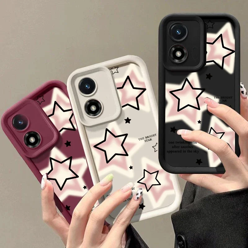 Y2K Pink Stars Soft Matte Silicone Phone Case Cover
