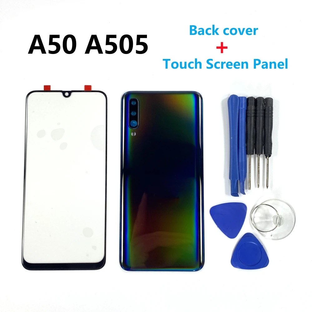 

Для Samsung Galaxy A50 A505 A505F SM-A505FN/DS Передняя Сенсорная панель Внешний объектив + задняя крышка батарейного отсека задняя крышка корпуса