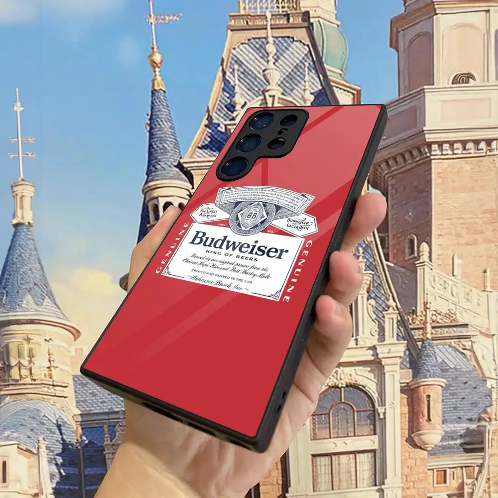 B-Budweiser Beer Phone Case Per Samsung S30 S21 S20 S23 S22 Fe S10 E S9 Note 20 10 Pro Ultra Plus Glass
